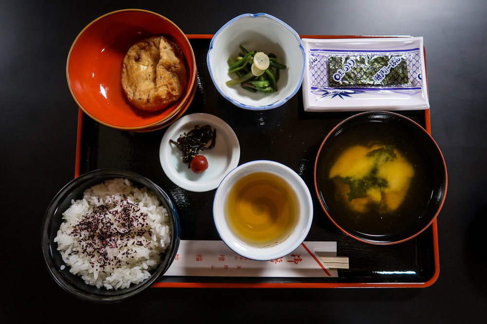 This is a vegan kanseki meal at a temple stay in Koyasan. Most meals at temple stays will be 100% vegetarian, if not vegan.