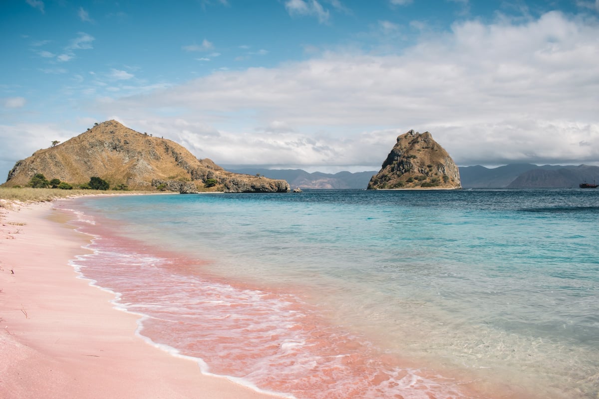 Pink Beach in Flores, Indonesia