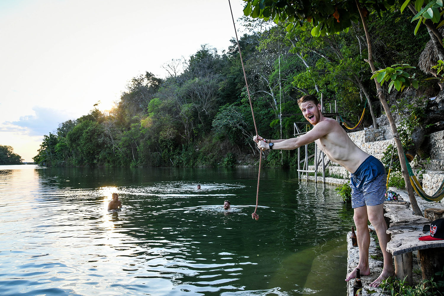 Things to do in Guatemala Flores Jorge's Rope Swing