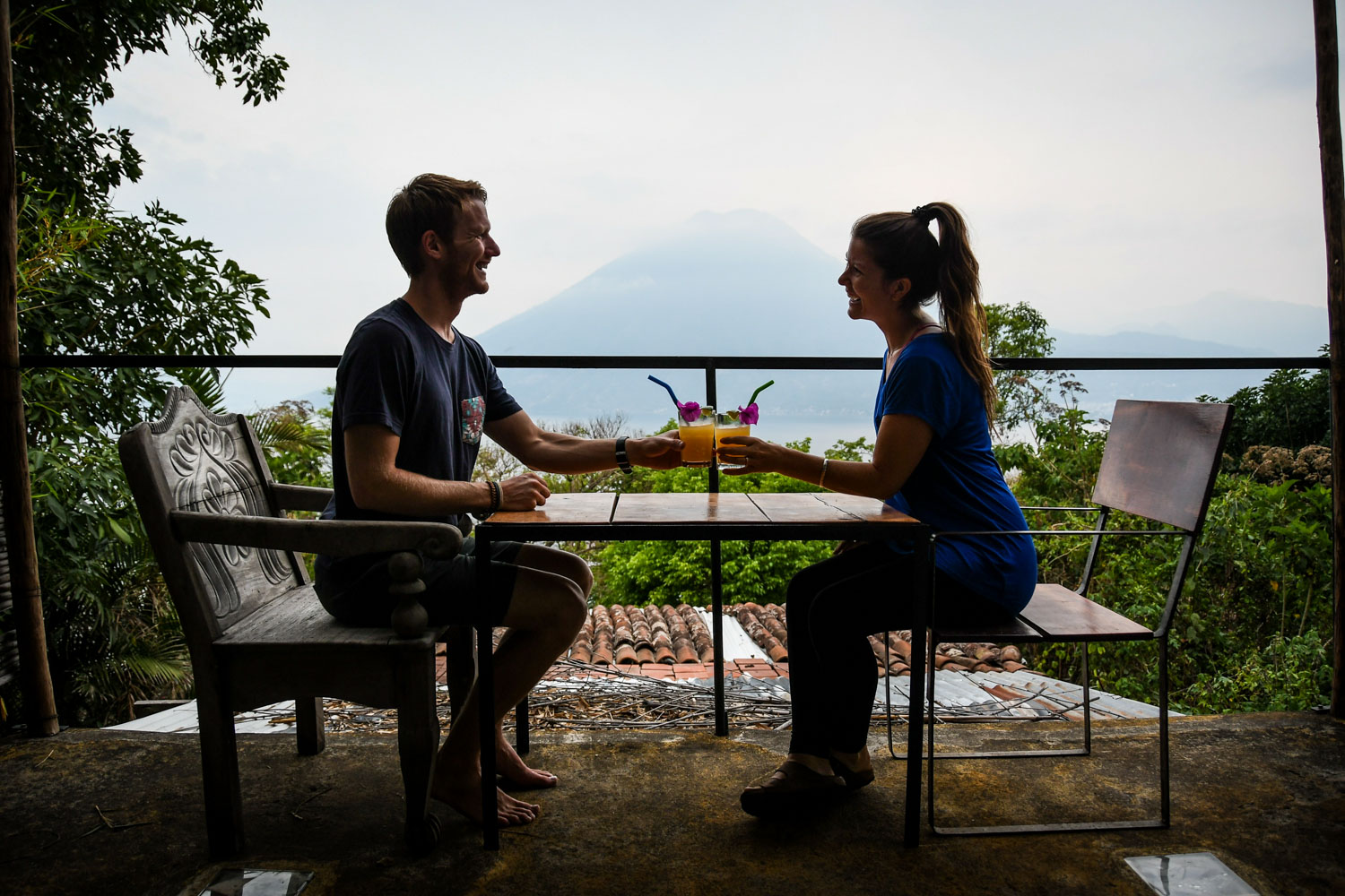 Things to Do in Lake Atitlan: Airbnb with drinks and a volcano