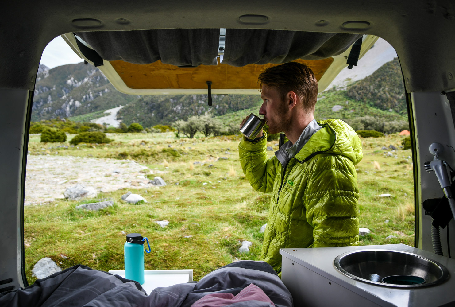 New Zealand Budget Travel Coffee in a Campervan