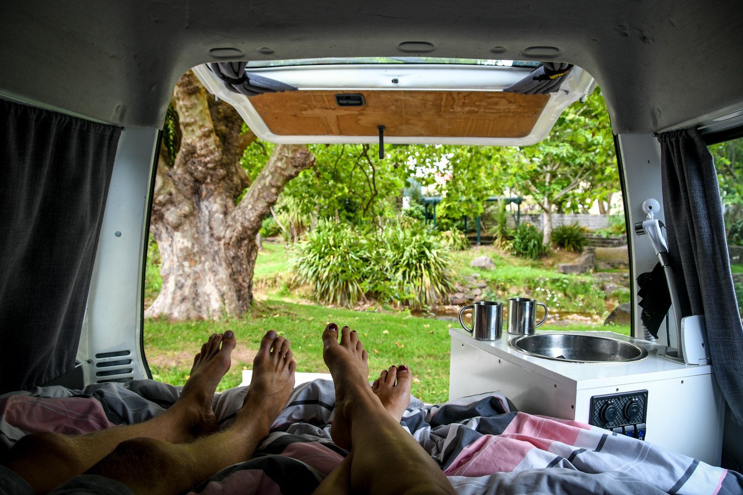 Campervan Rental New Zealand Looking Out the Campervan