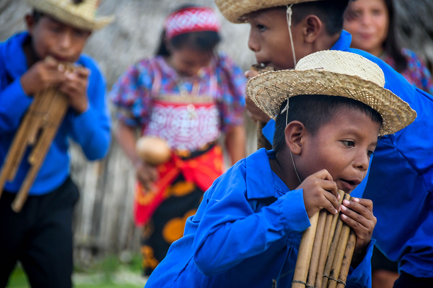 San Blas Islands Panama to Colombia Kuna Children Dancing