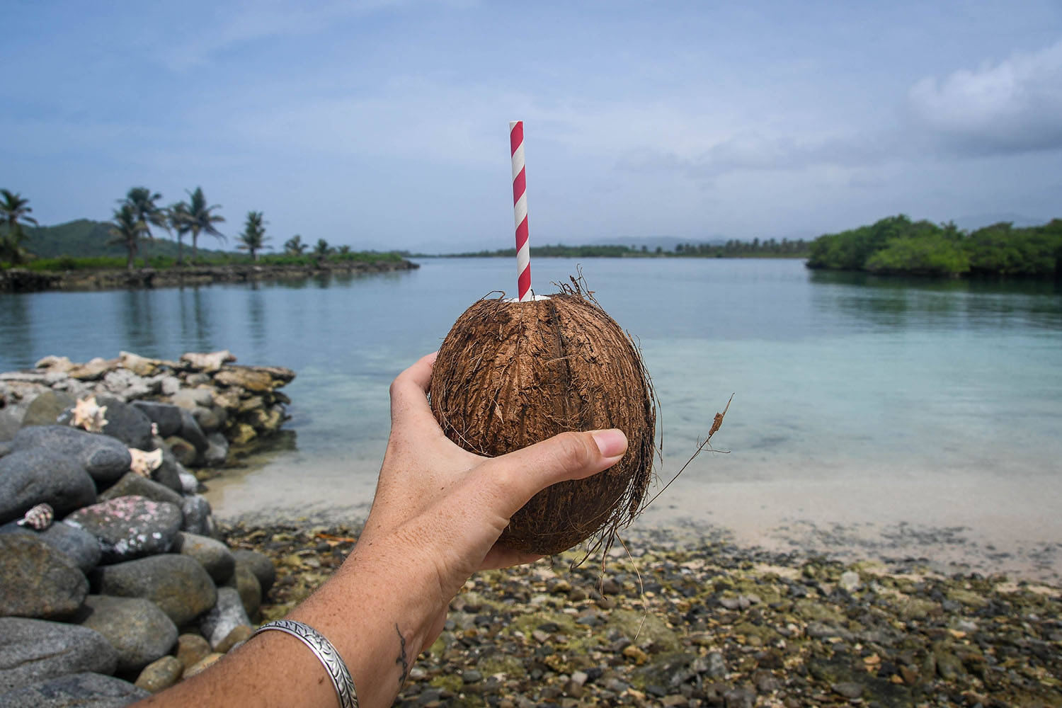 San Blas Islands Panama to Colombia Coconut with paper Straw