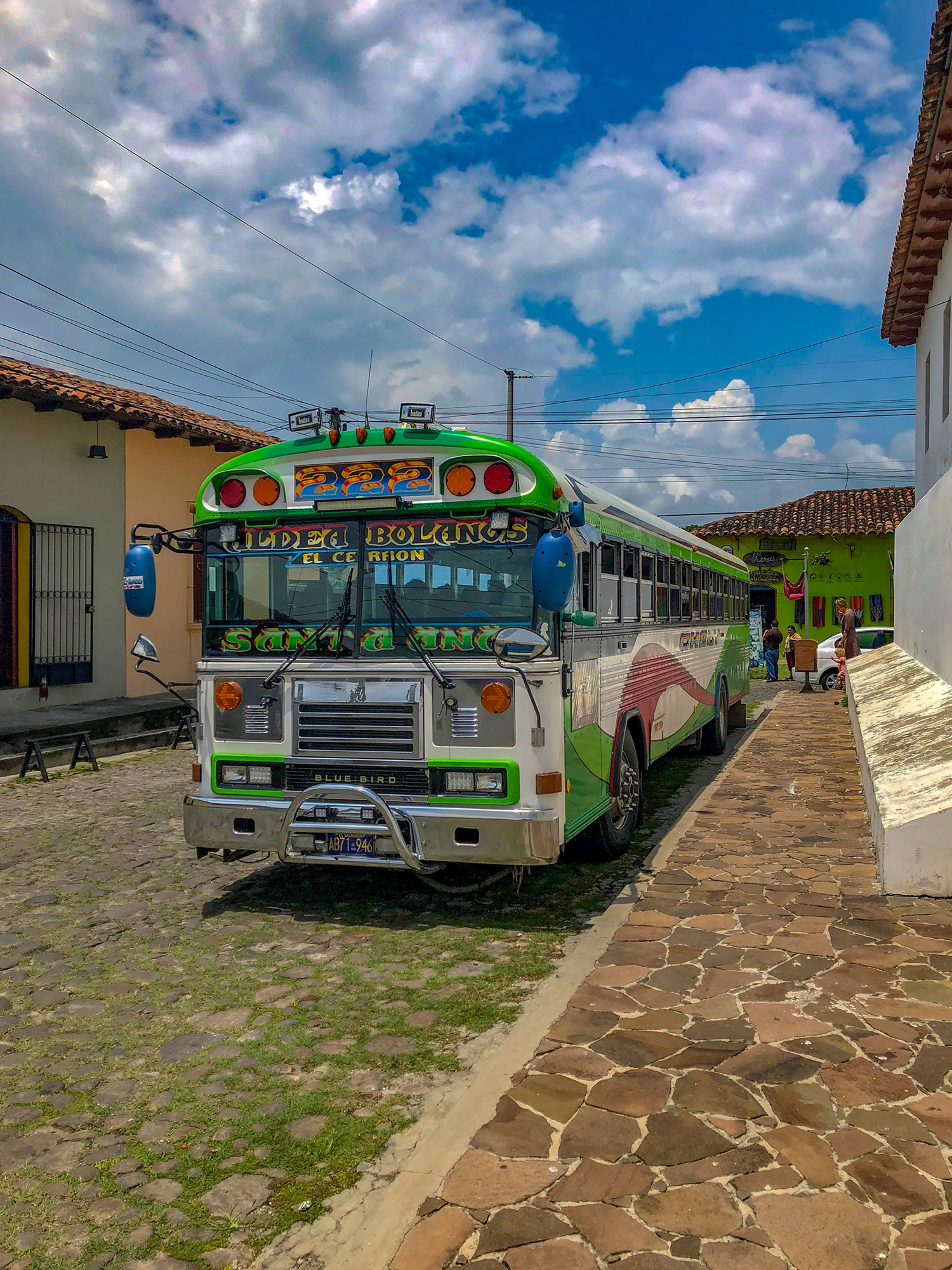 Colorful chicken bus Suchitoto El Salvador
