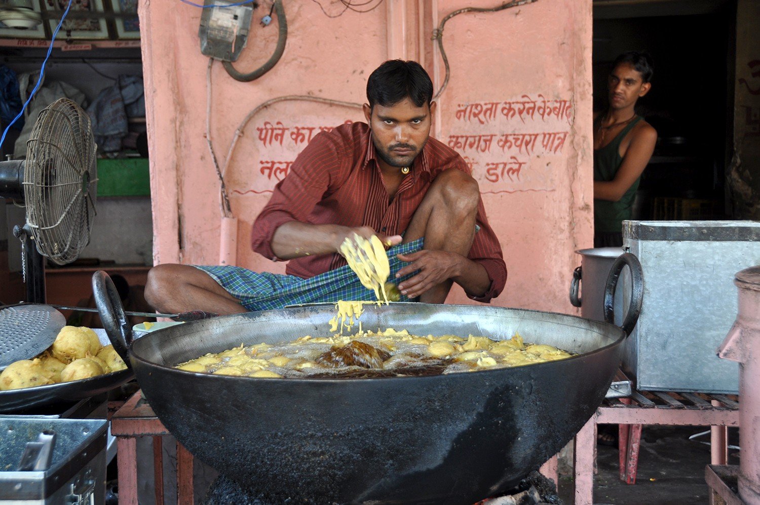 Indian man selling street food