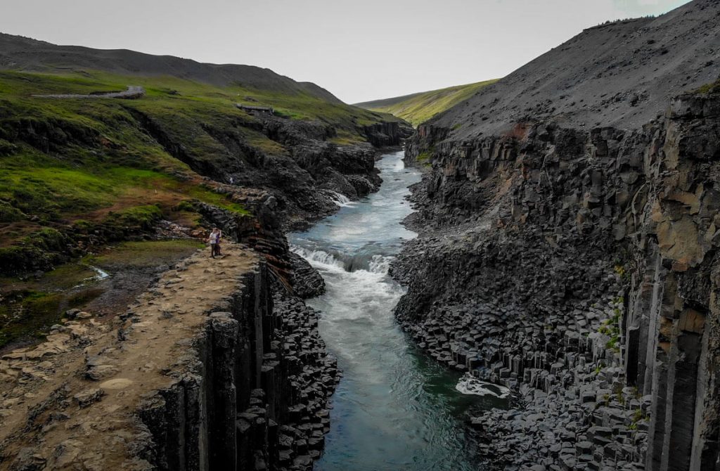 Stuðlagil Canyon drone shot