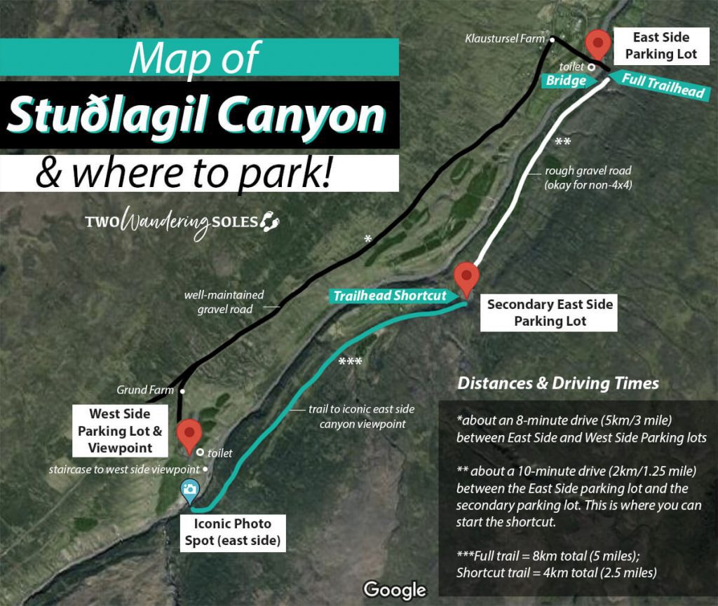 Studlagil Canyon Map