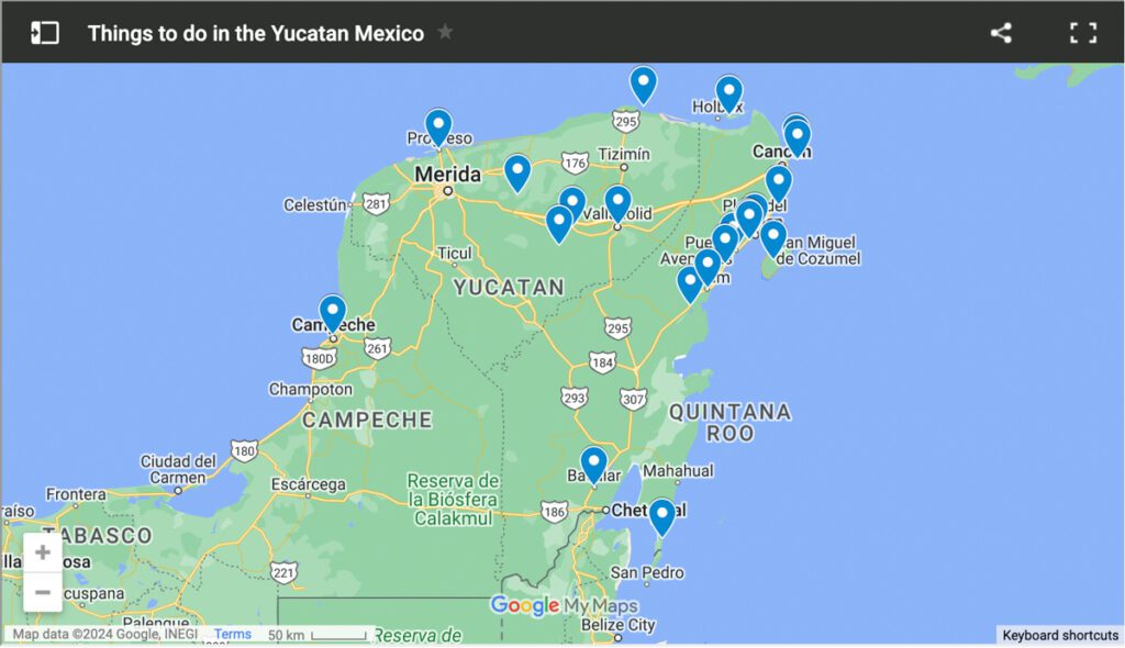 Things to Do in Yucatan Mexico Map
