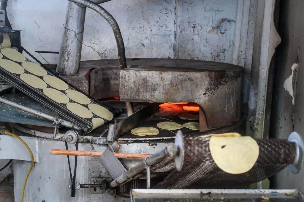 Fresh tortilla making in Mexico