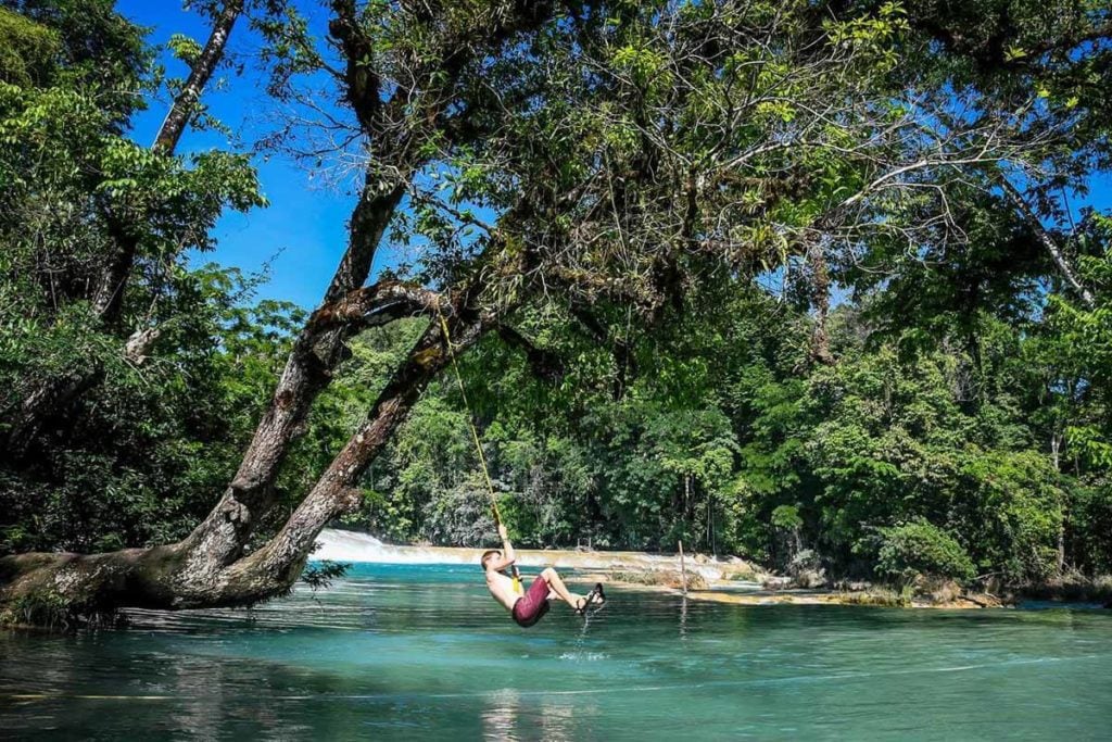 Agua Azul swimming area in Chiapas Mexico