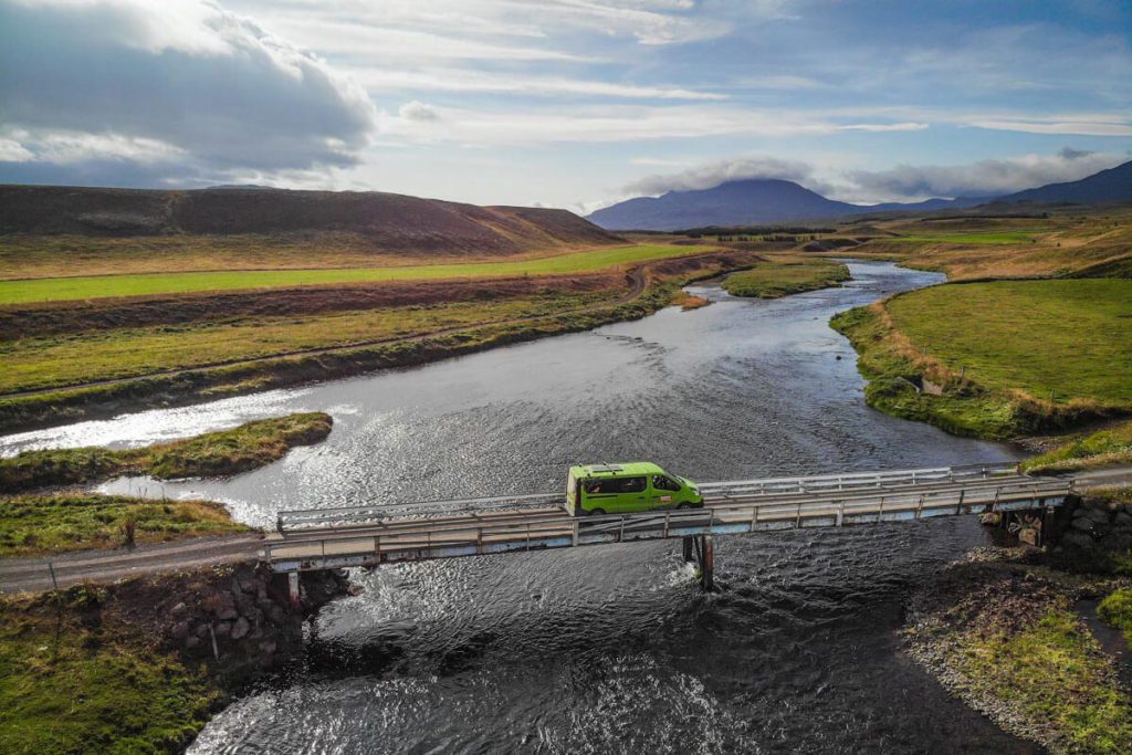 Iceland campervan drone shot