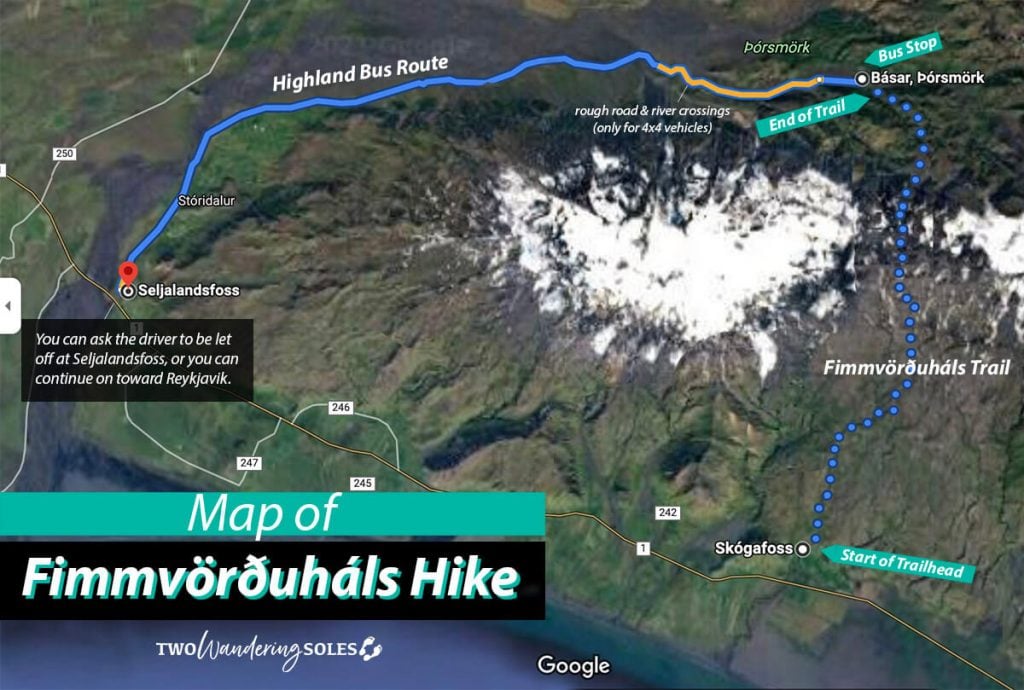 Fimmvörðuháls Hike Map | Two Wandering Soles