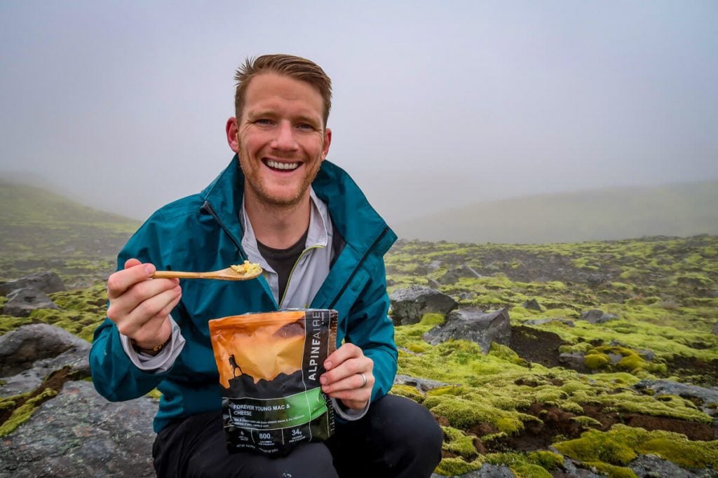 Hiking snack on the Fimm Trail Iceland