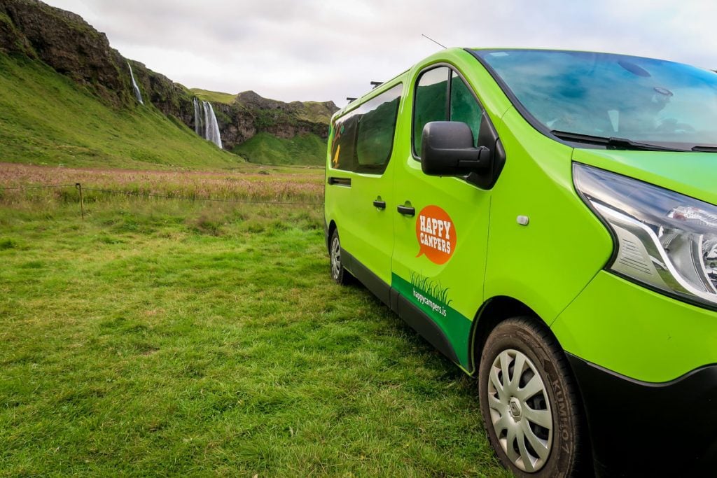 Happy Campers campervan at Skogafoss