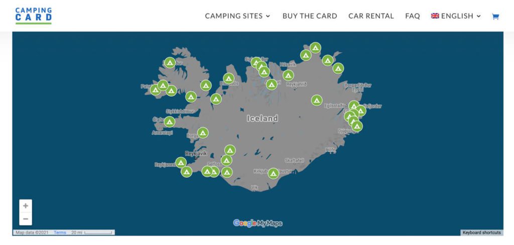 Iceland Camping Card