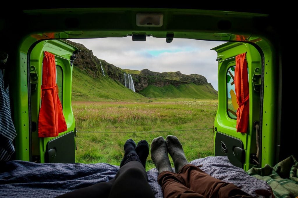 Campervan at Skogafoss