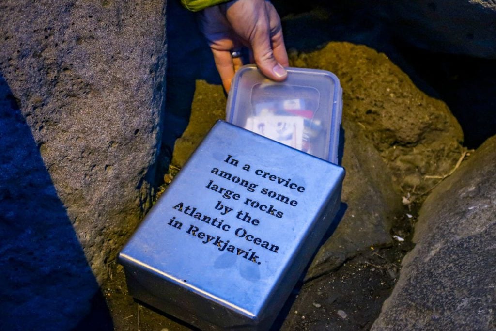 Geocache hidden box in Reykjavik