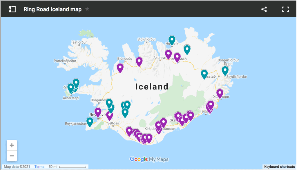 Ring Road Iceland map