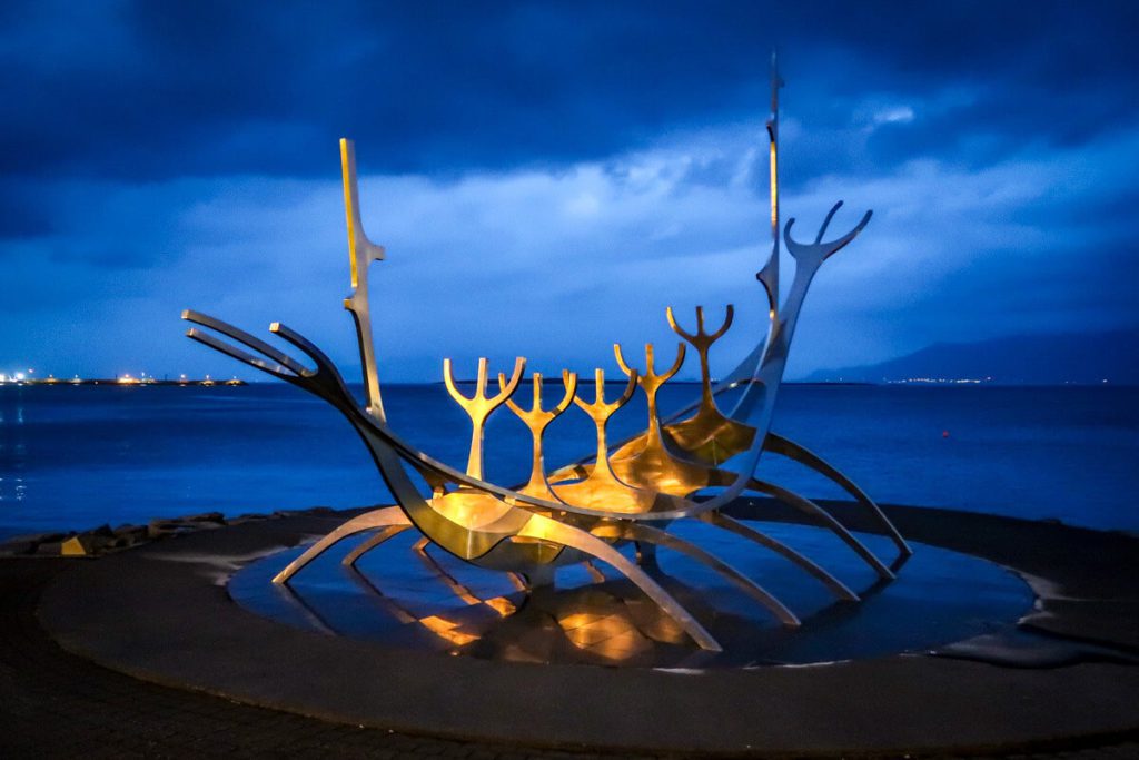 Sun Voyager statue in Reykjavik