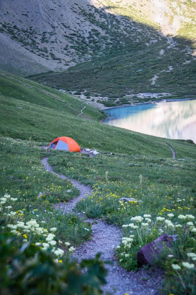 Backcountry camping Cracker Lake Glacier National Park