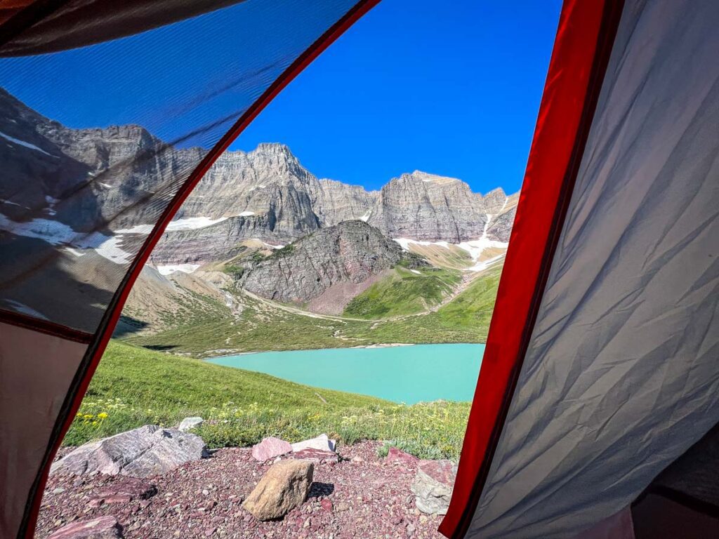 Cracker Lake backcountry camping Glacier National Park