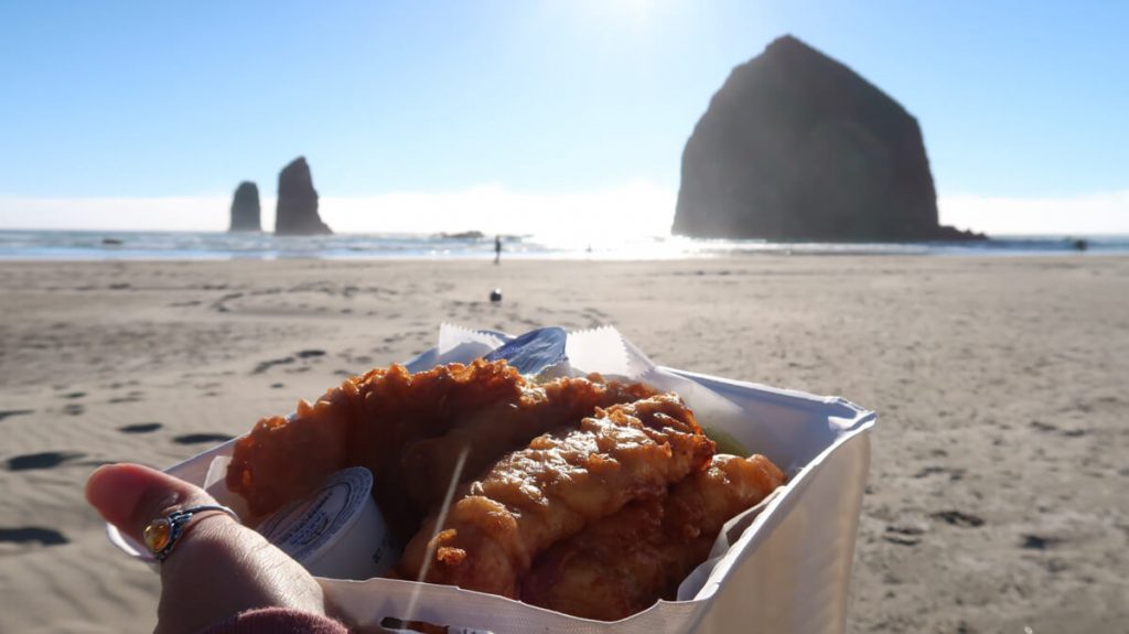Fish n' chips on Cannon Beach Oregon