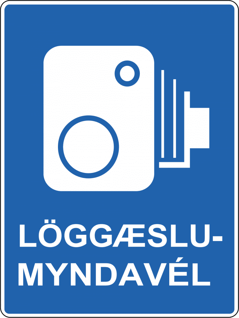 Iceland speed camera sign