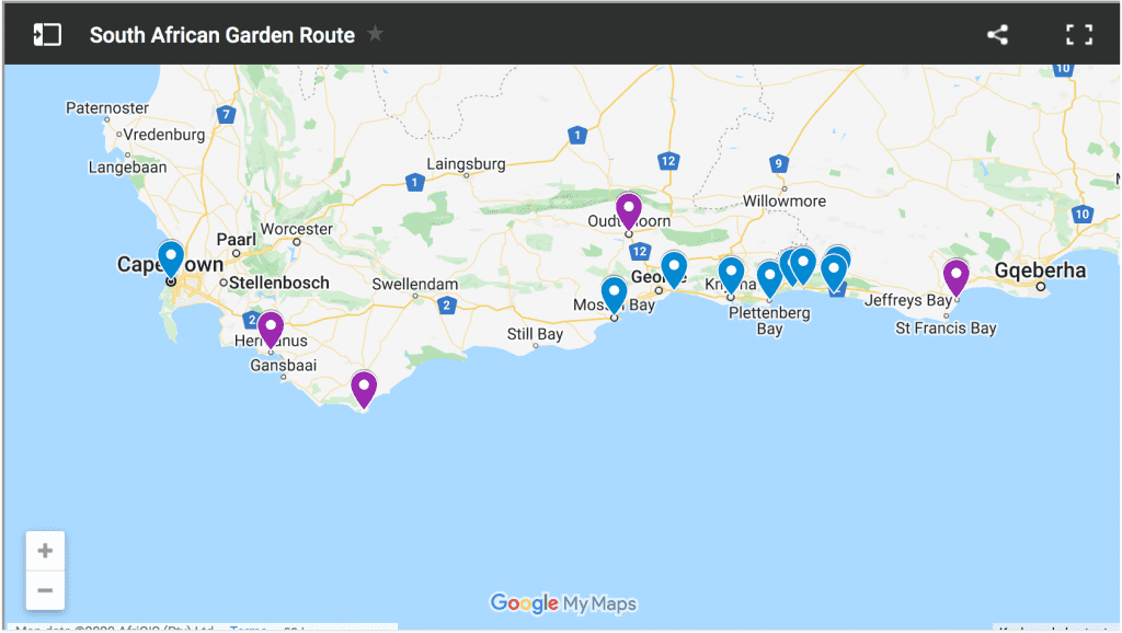 South African Garden Route Map