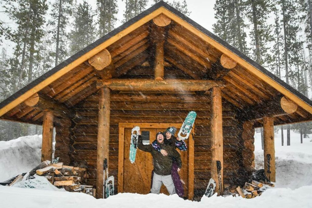 Snowshoeing to a Mountain Hut Oregon