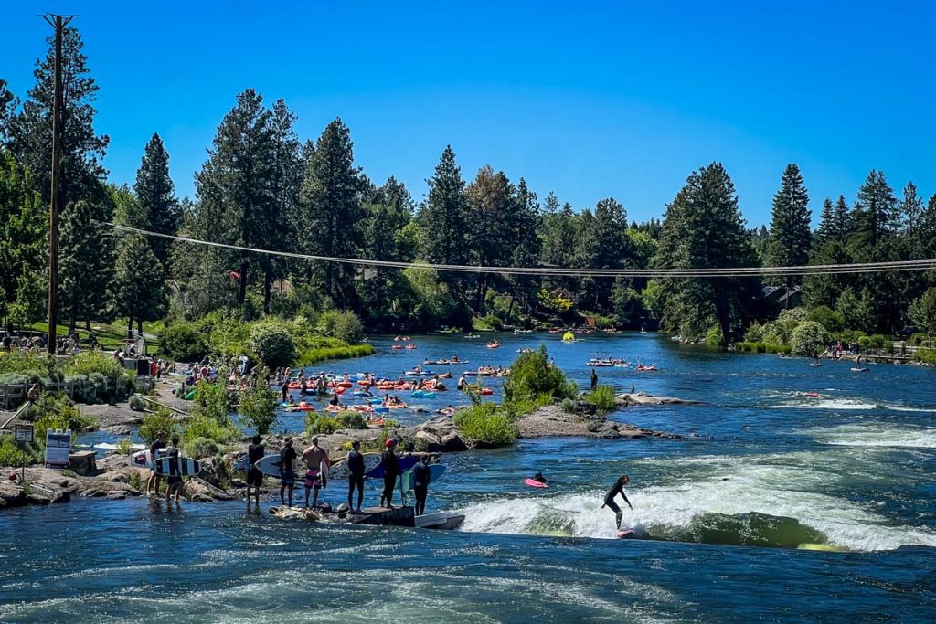 Floating the Deschutes past Bend Whitewater Park