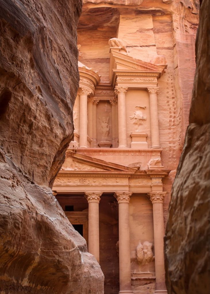First glimpse of the Treasury in Petra