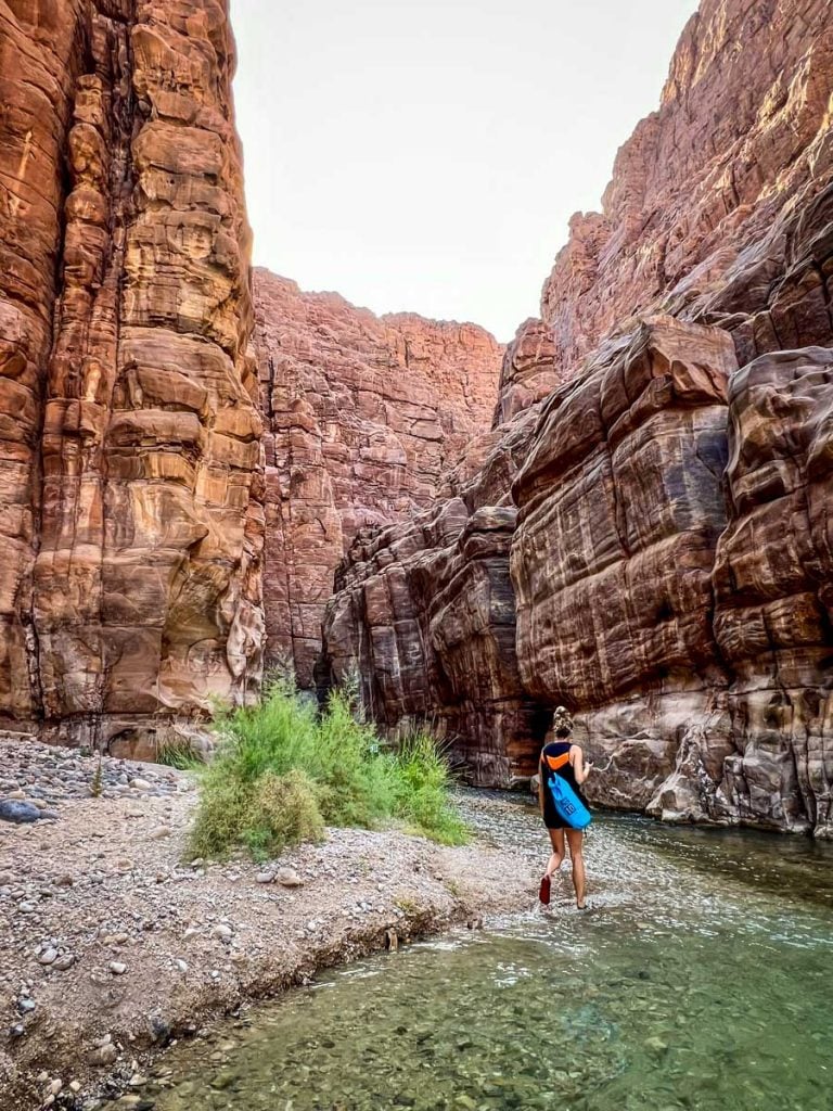 hiking Wadi Mujib canyon Jordan