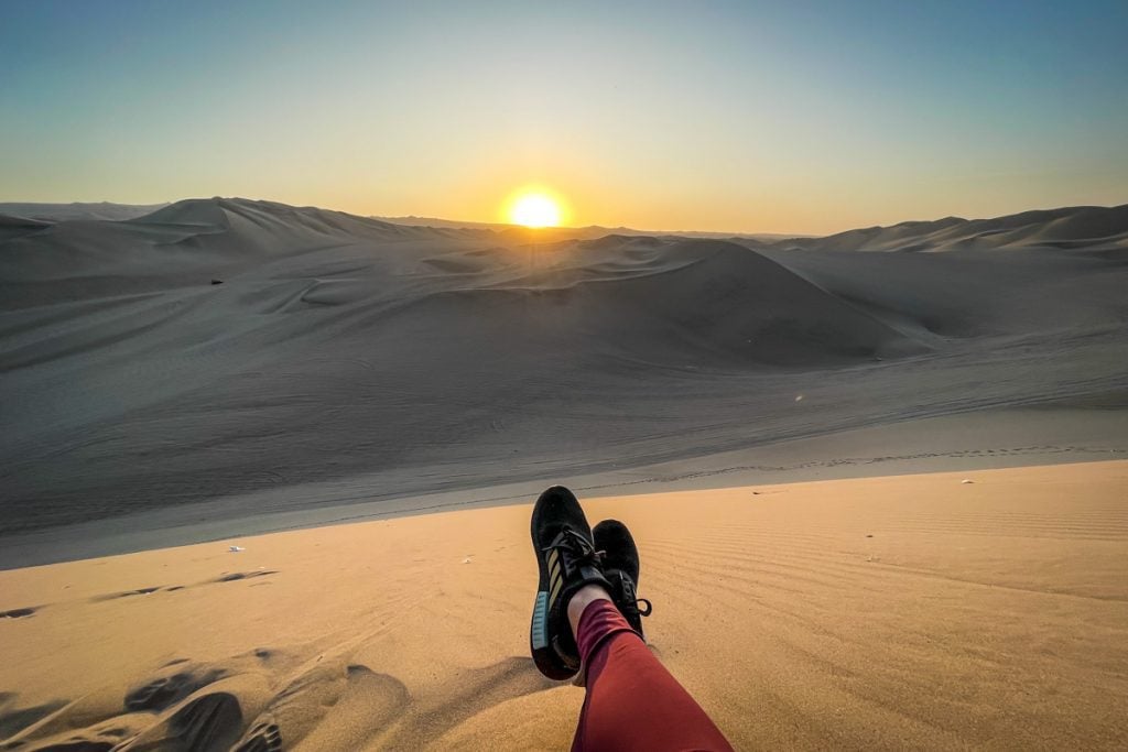 sunset over Huacachina Peru