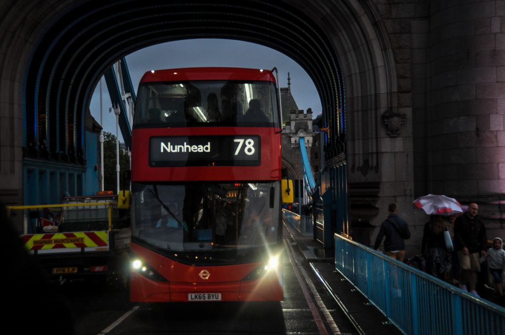 bus on the London bridge UK