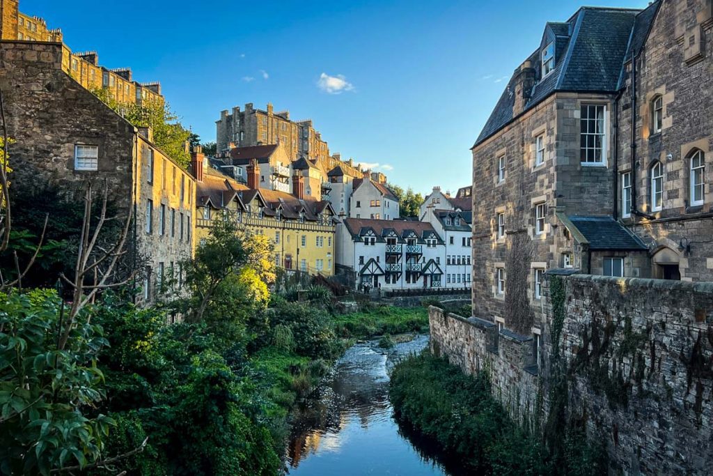 View from Bell’s Brae Bridge Dean Village Edinburgh Scotland