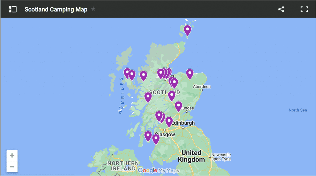 Scotland Campsites Map