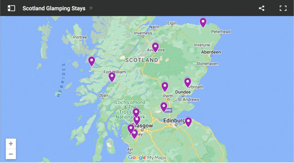 Scotland Glamping Map