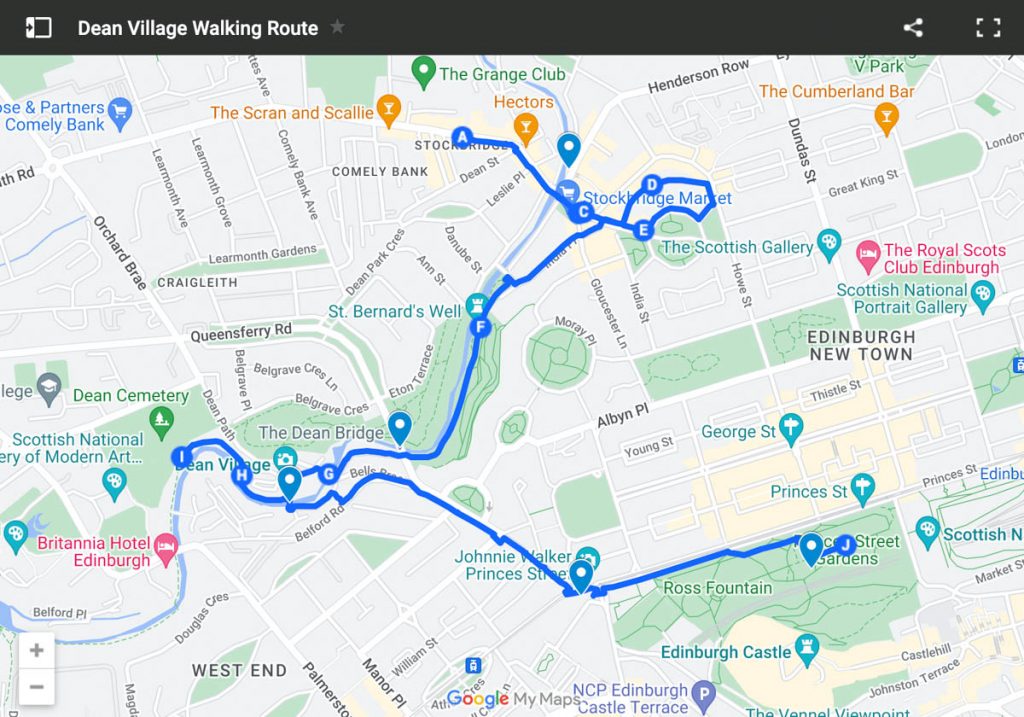 Dean Village Edinburgh Walking Route Map