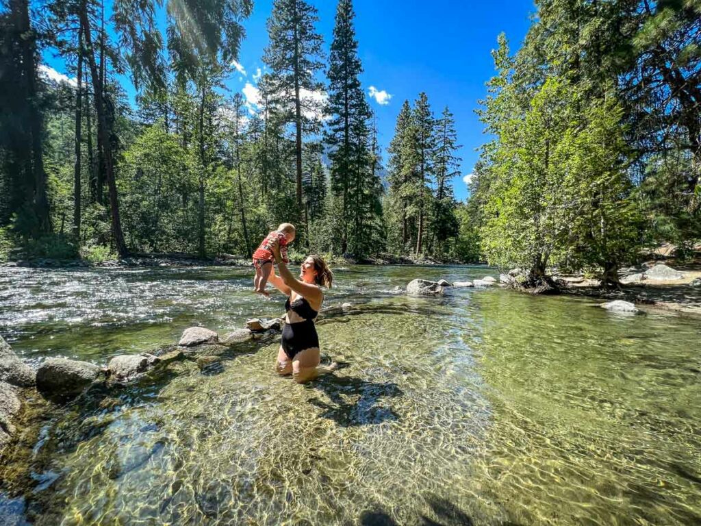 River pools with a baby in Leavenworth, WA