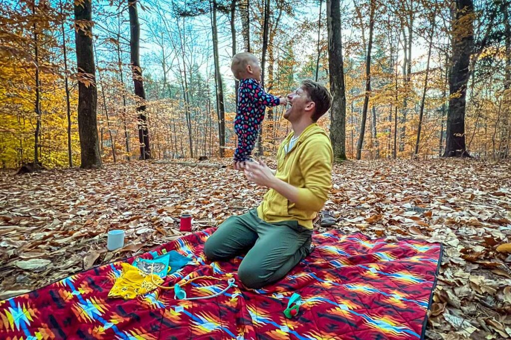 Autumn Campsite with baby