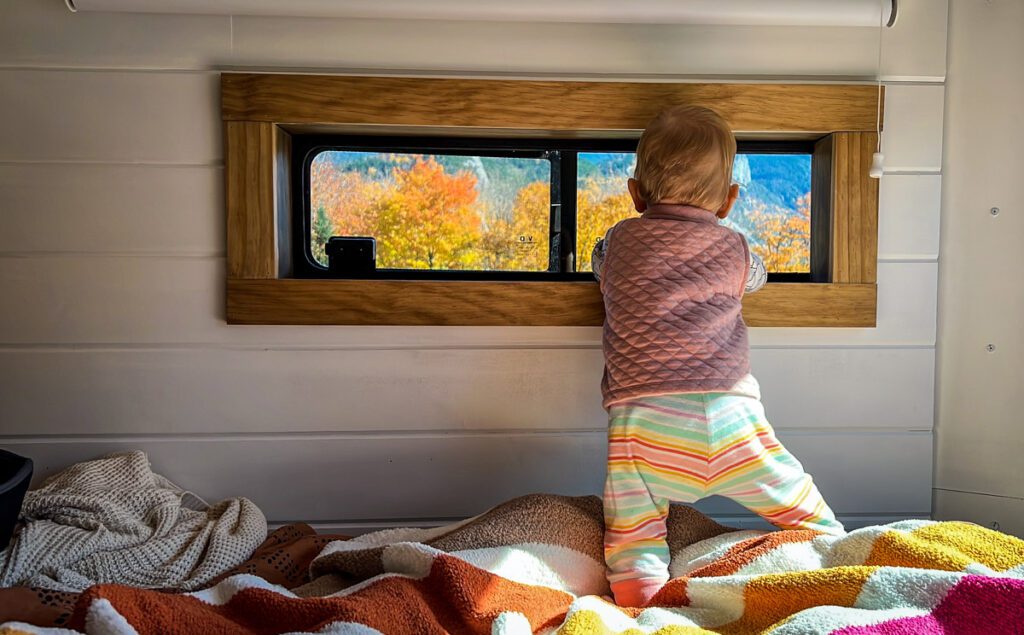DIY Campervan Bunk window baby