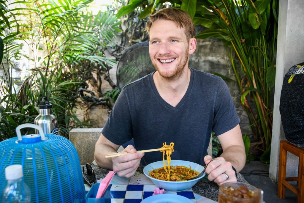 Ben eating Thai food Thailand