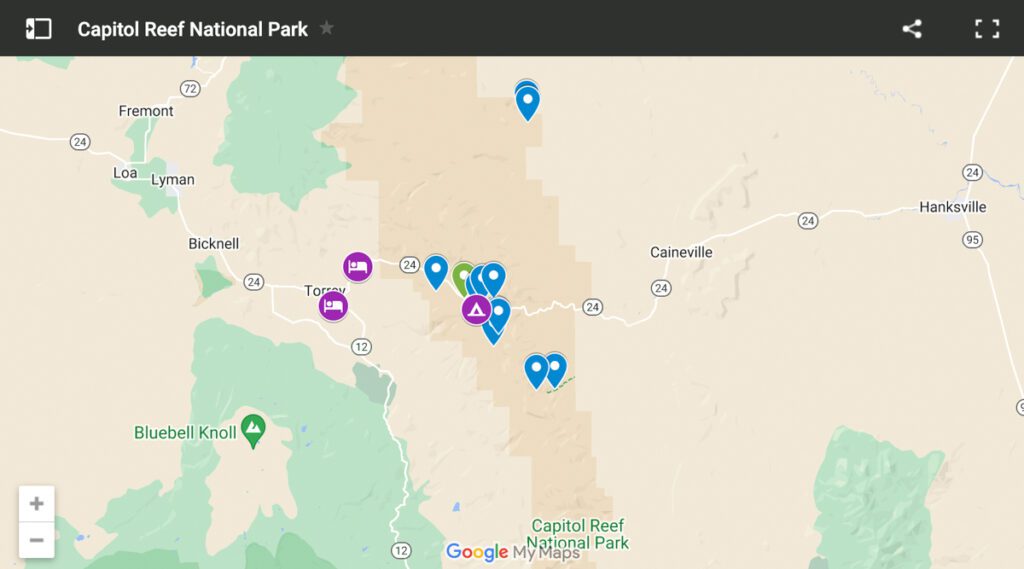 Capitol Reef National Park Map