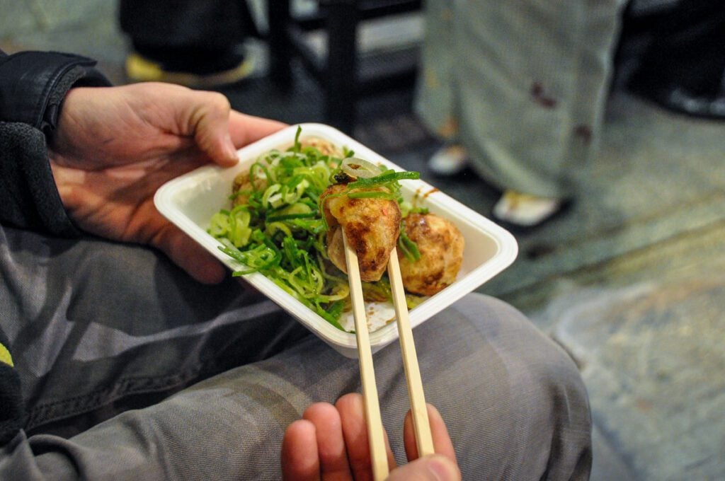 food at Nishiki Market Kyoto Japan