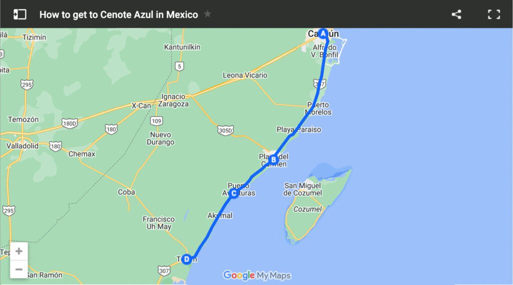 How to get to Cenote Azul Mexico