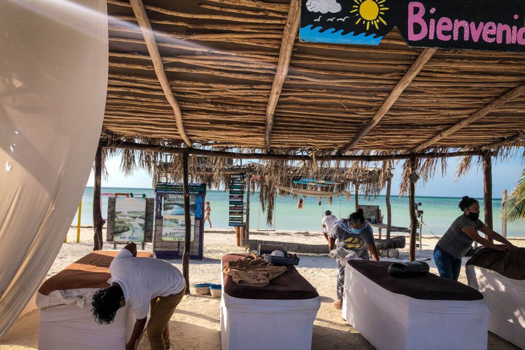 massages on the beach Isla Holbox Mexico