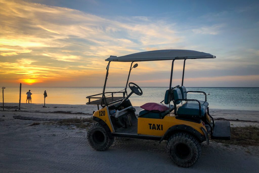 Isla Holbox golf cart taxi Mexico