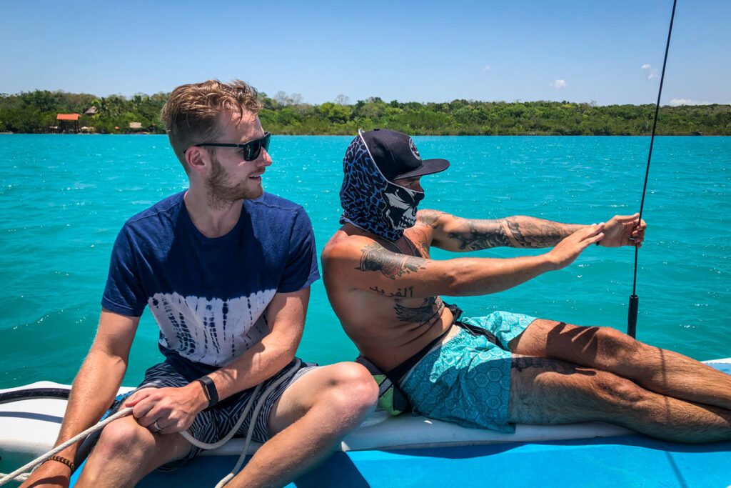 sailing on Bacalar lagoon Mexico