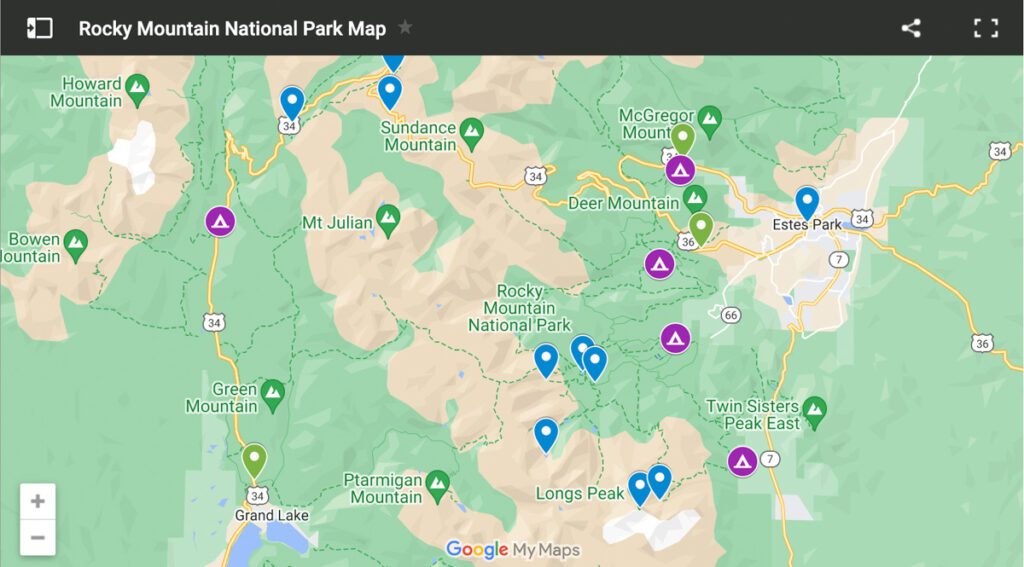 Rocky Mountain National Park Map